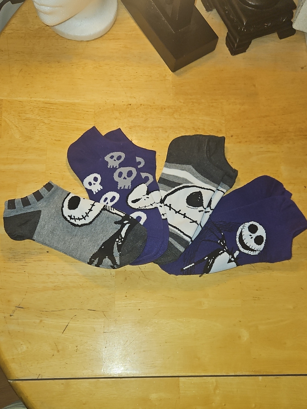 Nightmare Before Christmas Jack Skellington No-Show Socks - Purple & Gray